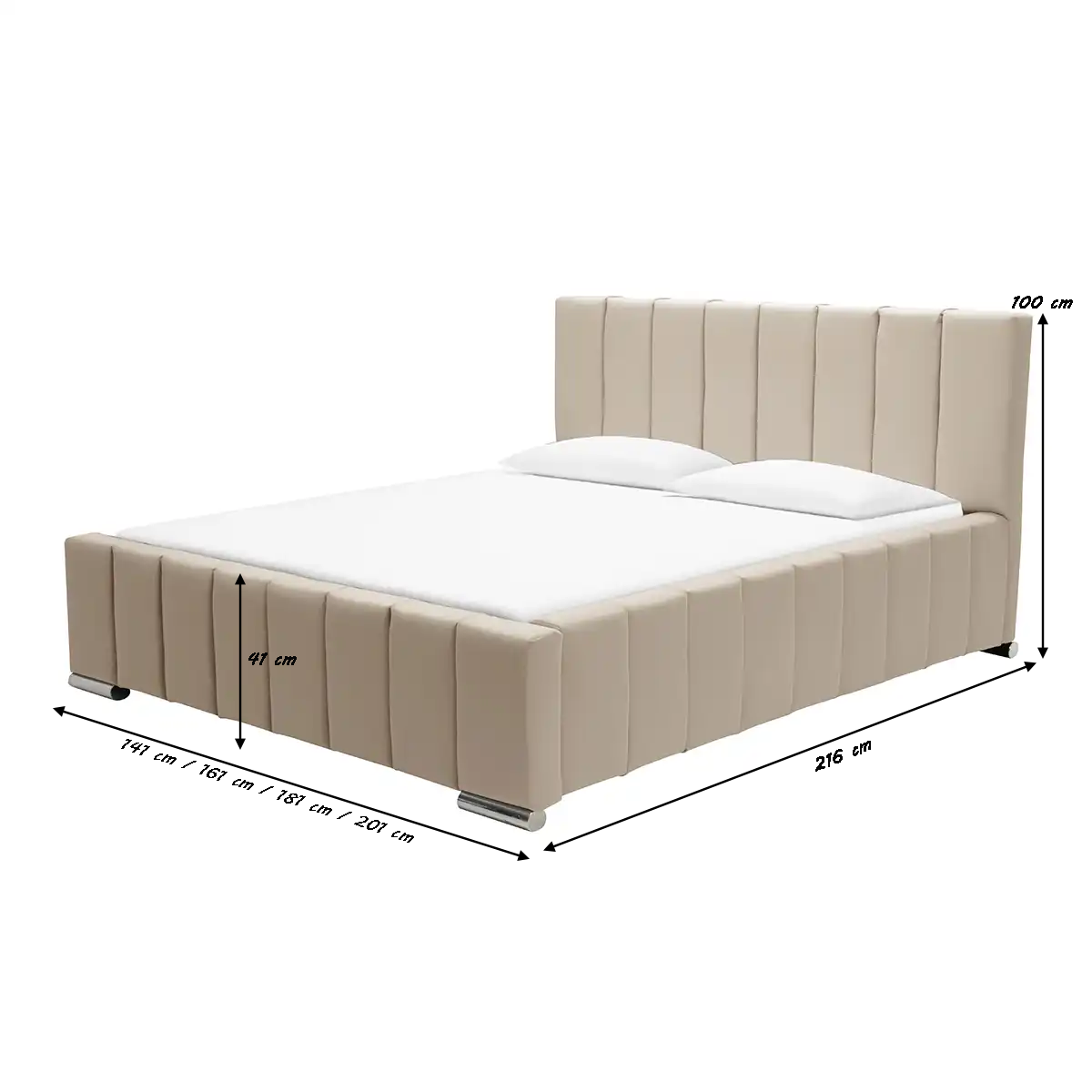 Łóżko tapicerowane materac + pojemnik SWEET - zdjęcie z wszystkimi szerokościami kopia png